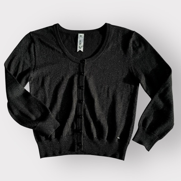 MOSSIMO SUPPLY CO. Cardigan Cropped Knit Sweater S Black Sparkly Button Front - Picture 5 of 15